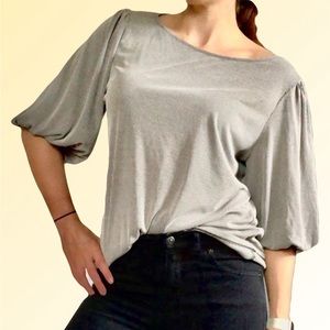 Striped bubble sleeve blouse